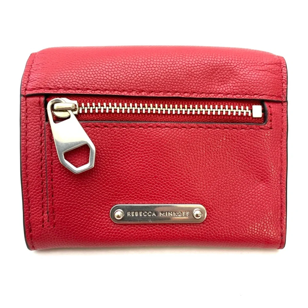 Rebecca Minkoff Red Pebble Grain Leather Bi-fold Key Ring Holder